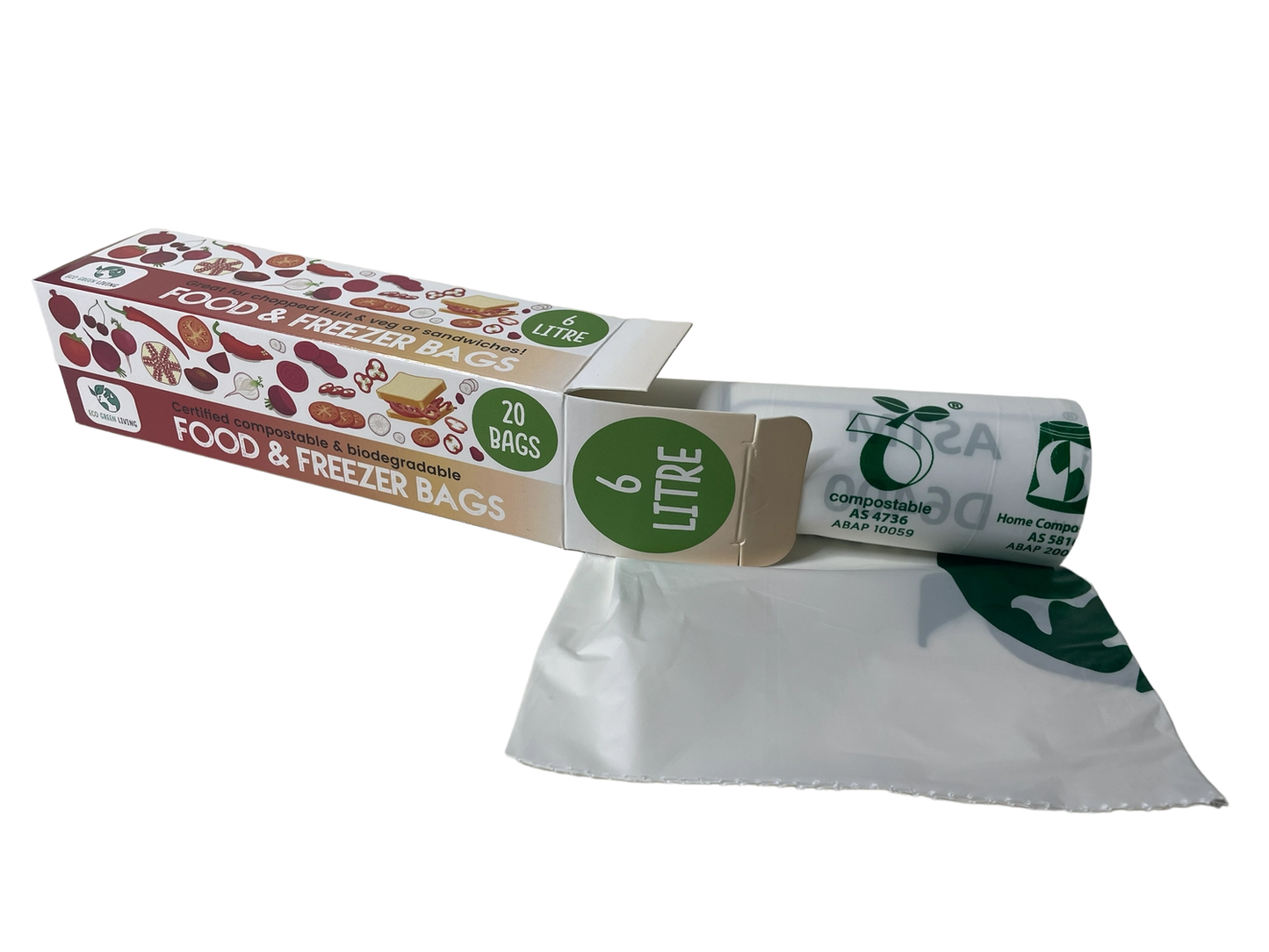 Eco Green Living Food & Freezer Bags - 6l, 20 Bags