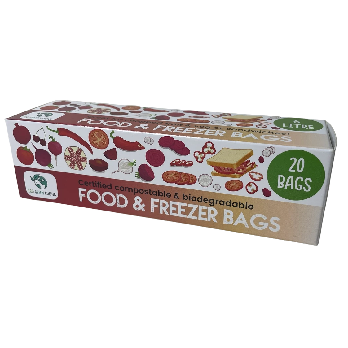 Eco Green Living Food & Freezer Bags - 6l, 20 Bags