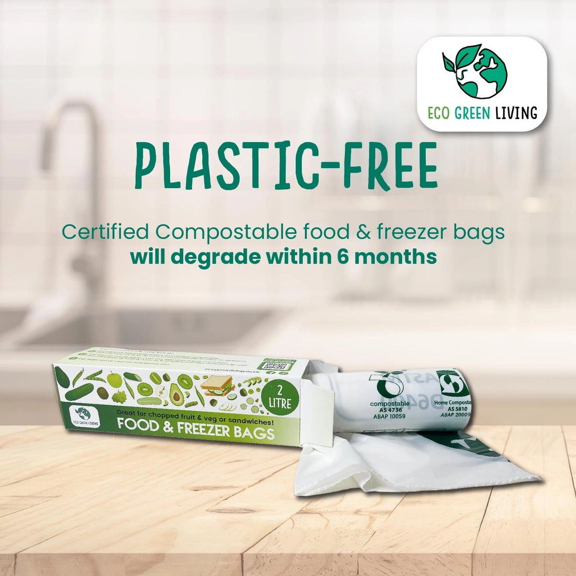 Eco Green Living Food & Freezer Bags - 6l, 20 Bags