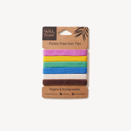 Wild & Stone Plastic Free Hair Ties - 6 Pack - Multi Colour