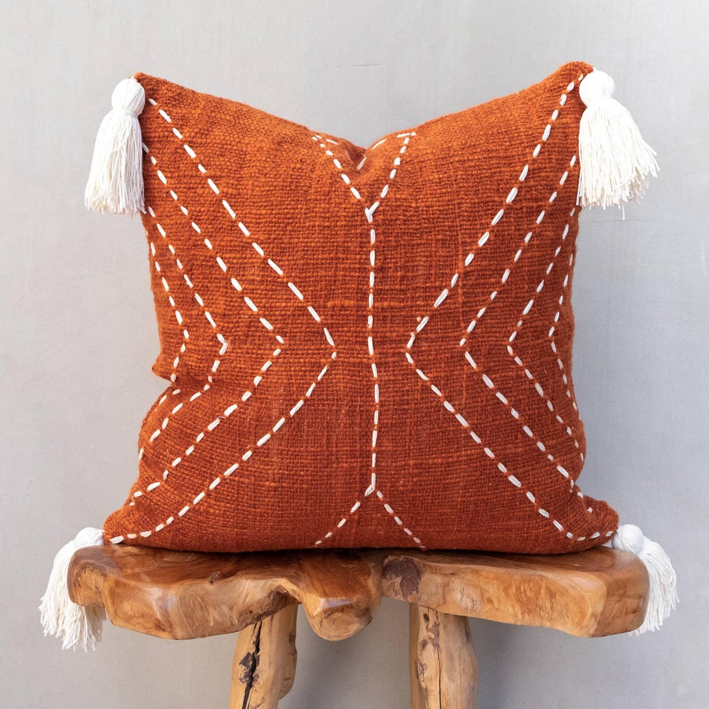 Bali Harvest Boho Cushion Cover - Geometric Tassel