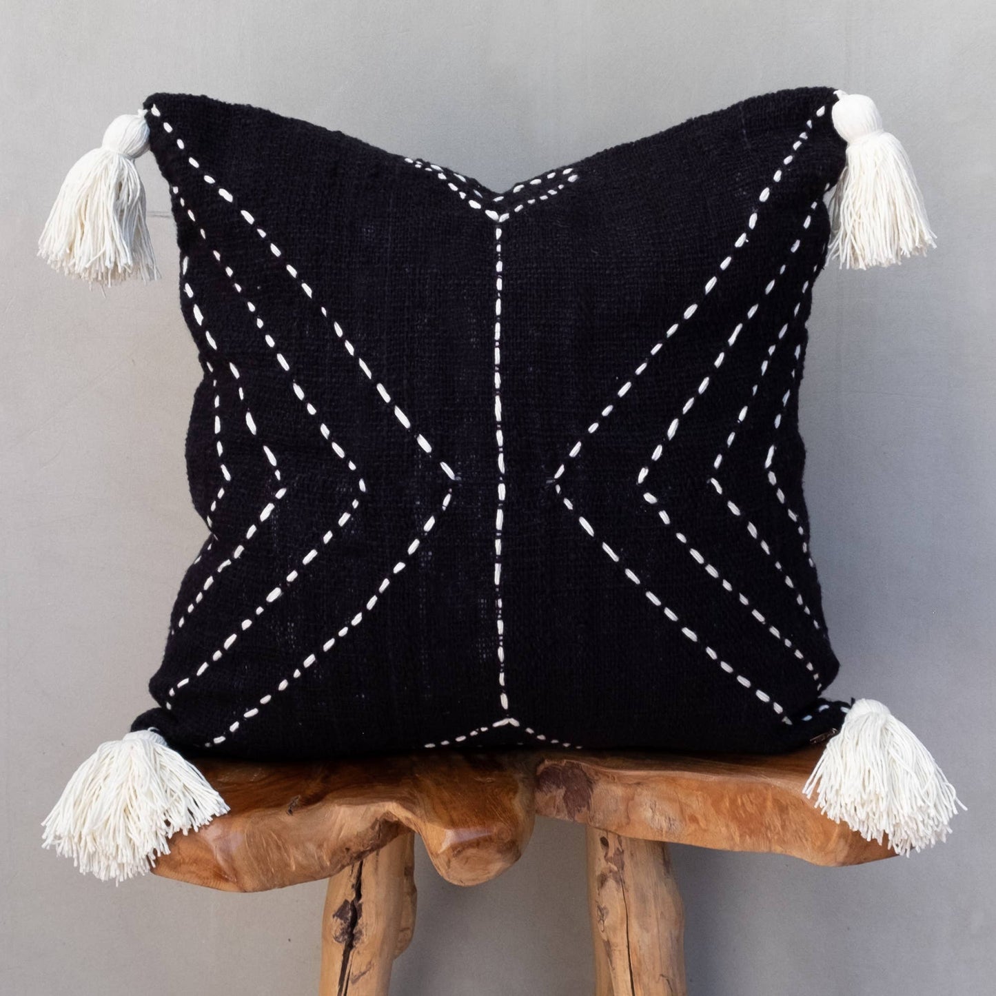 Bali Harvest Boho Cushion Cover - Geometric Tassel