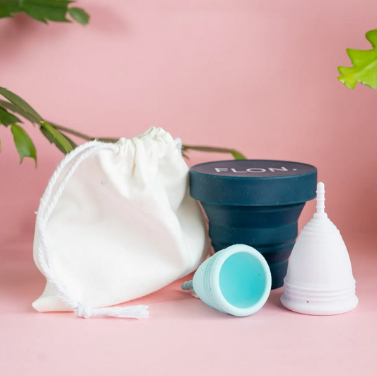 FLON Menstrual Cup Set - 2 cups (S&L), Steriliser Cup and Storage Pouch