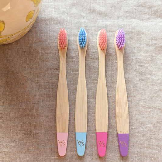 Wild & Stone Children's Bamboo Toothbrushes - 4 Pack - Candy Colours