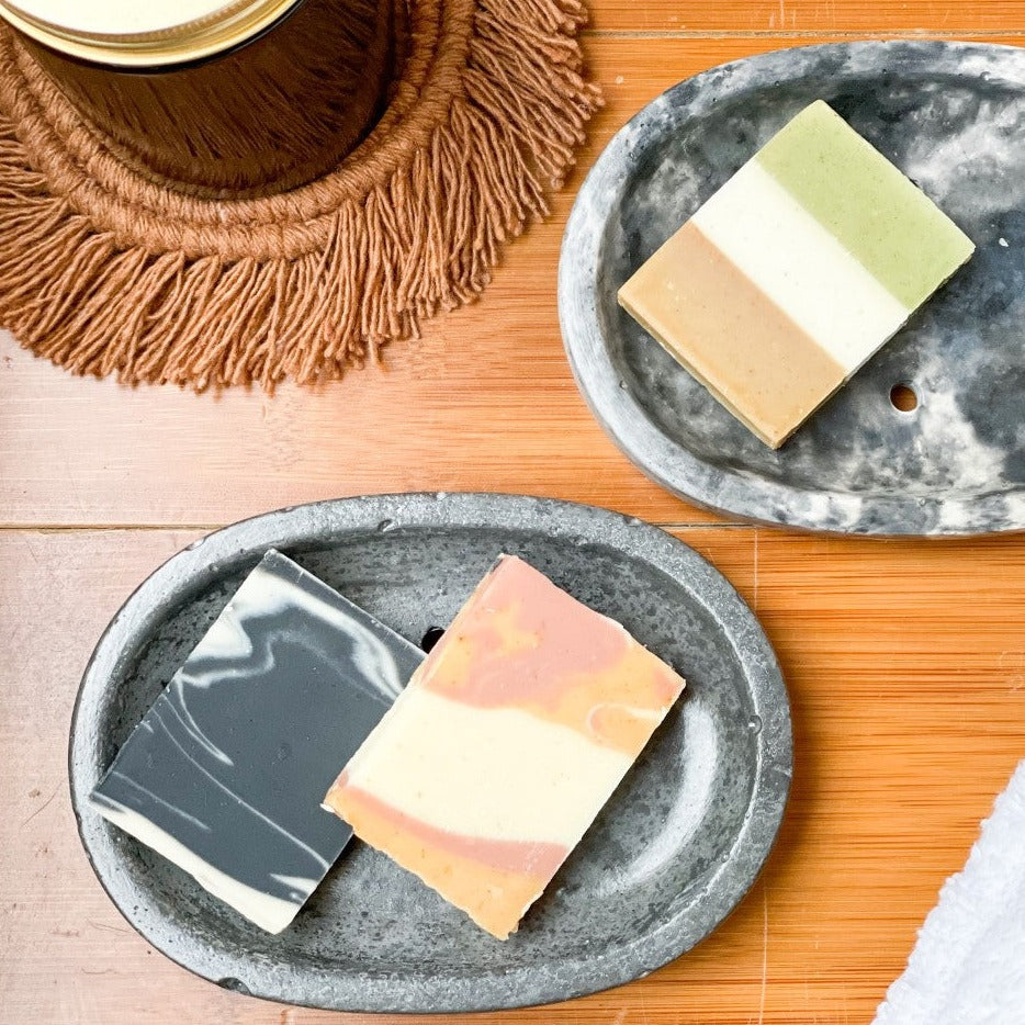 Concrete soap dishes