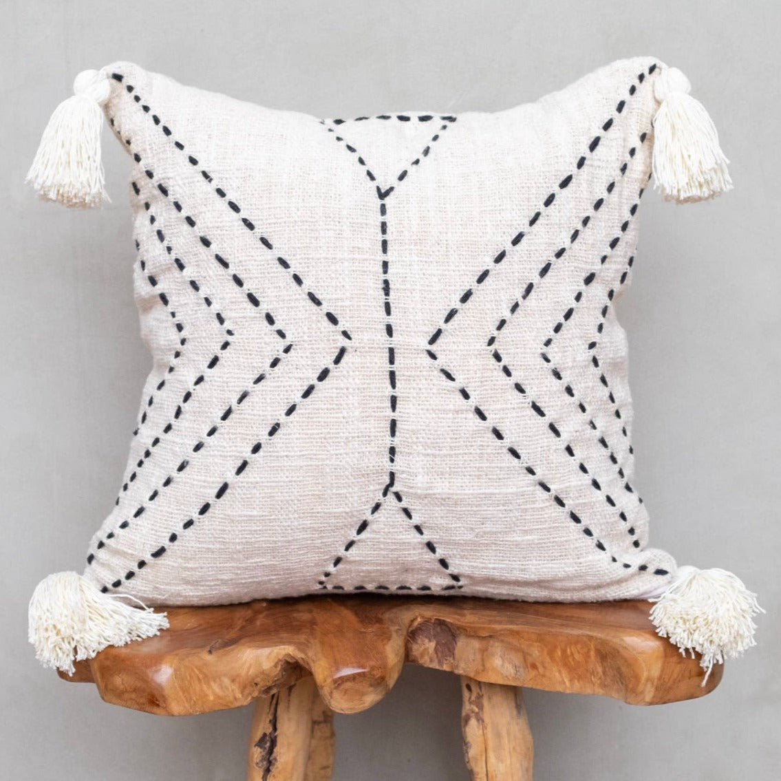 Bali Harvest Boho Cushion Cover - Geometric Tassel